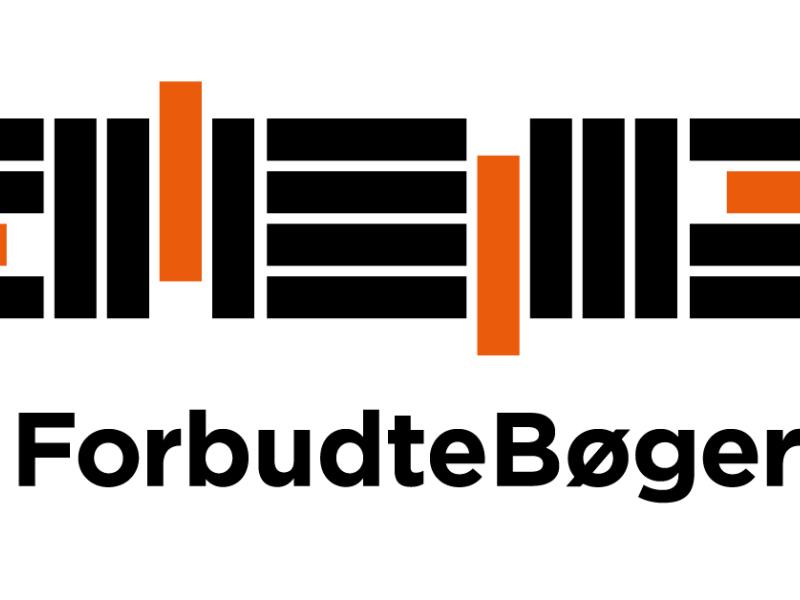 Billedet viser det orange og sorte logo for Forbudte Bøger