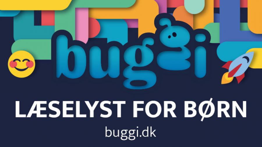 Buggis farverige logo, der appellerer til børn og barnlige sjæle. Måske også hunde